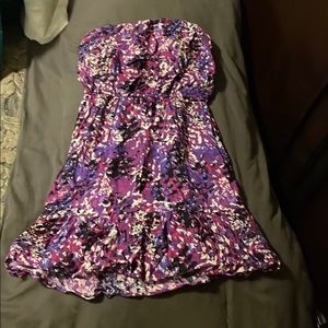 Purple strapless dress